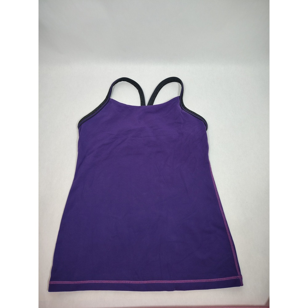 Lululemon Power Y Tank Top Purple Built In Bra Athletic Yoga Cami‎ Womens Size 8